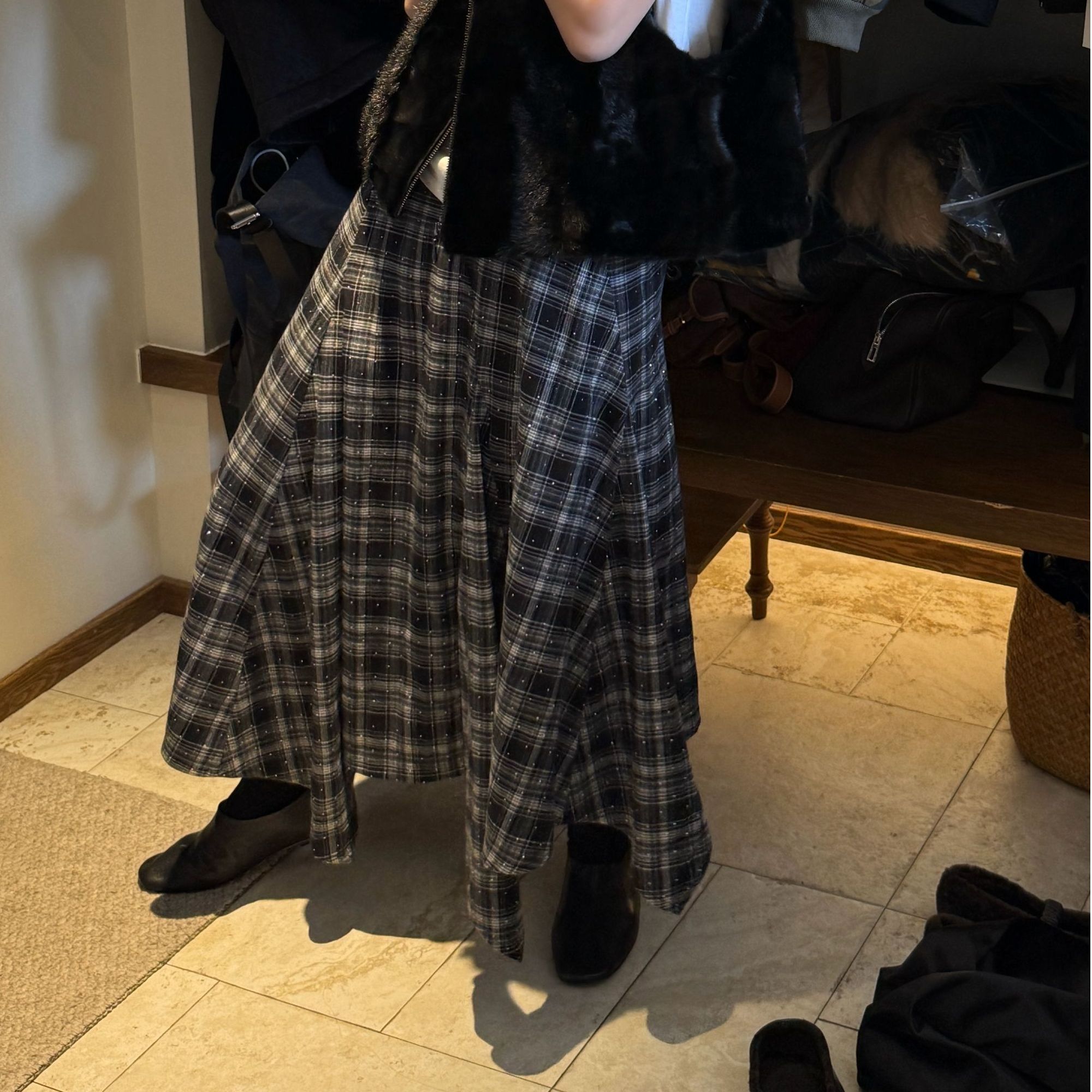 【CHUMINGMING】【星格】不规则格纹半裙LX2594