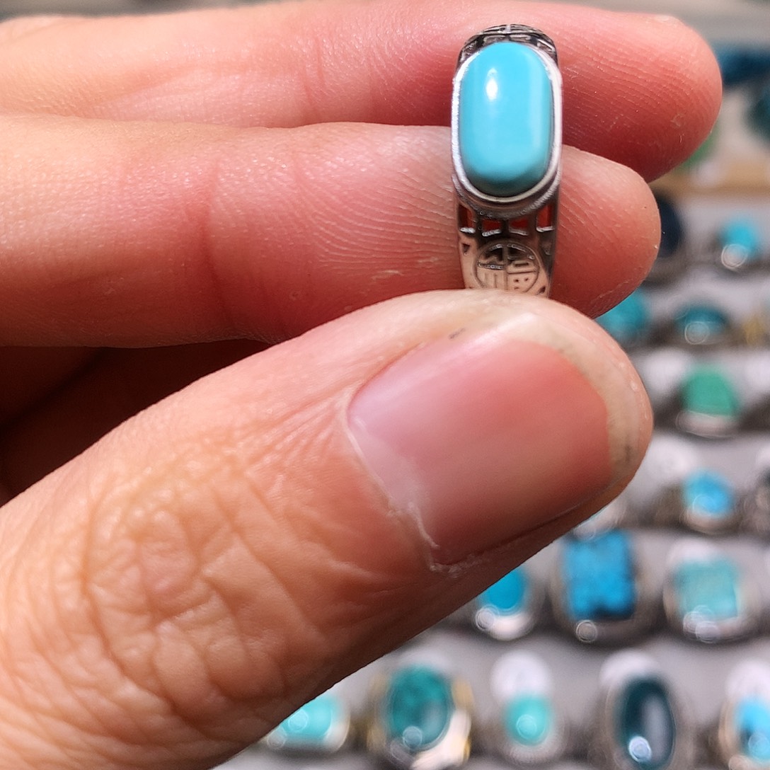 绿松石挂件银S925镶嵌