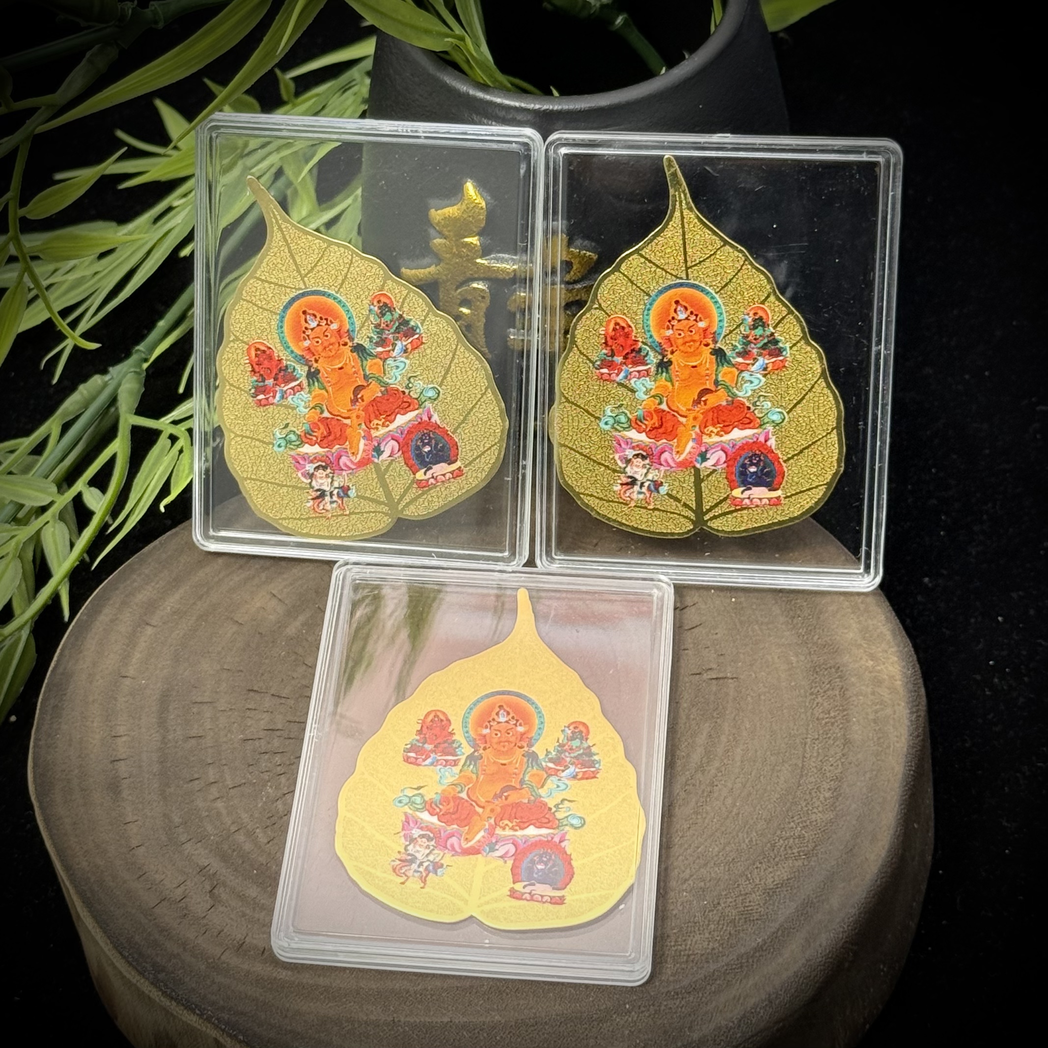 含金工艺品【老佛爷】1106-五路财神菩提叶手机贴