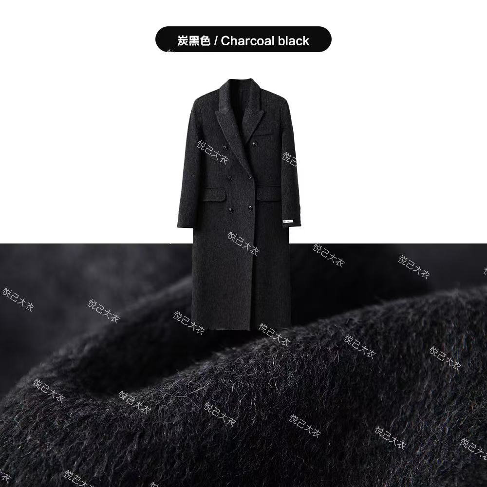 正肩气质宽松韩系复古经典双面羊毛毛呢垫肩大衣外套