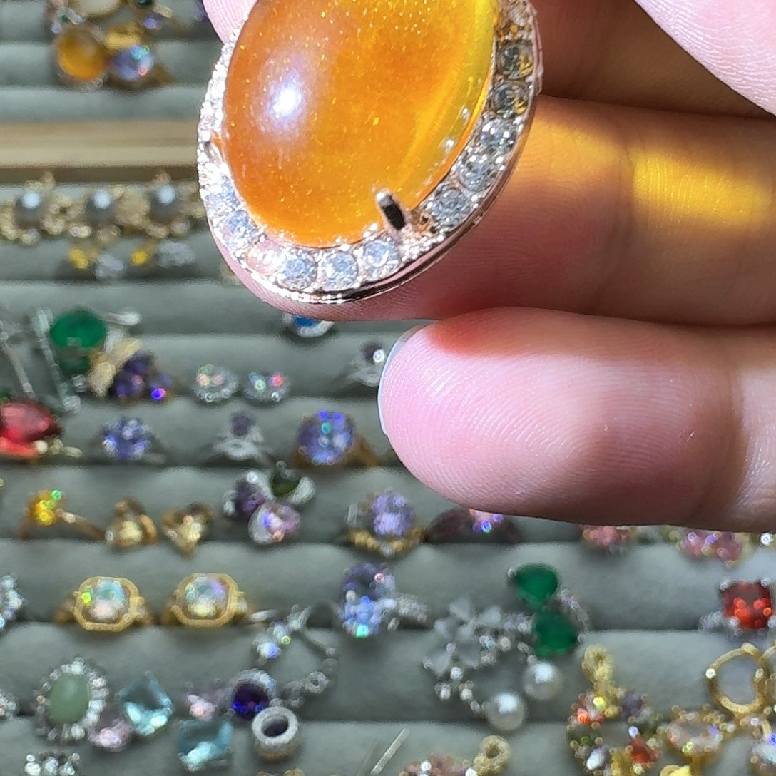 托帕石戒指银S925镶嵌