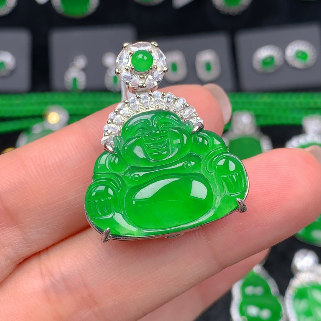 翡翠银S925镶嵌吊坠(不含链)