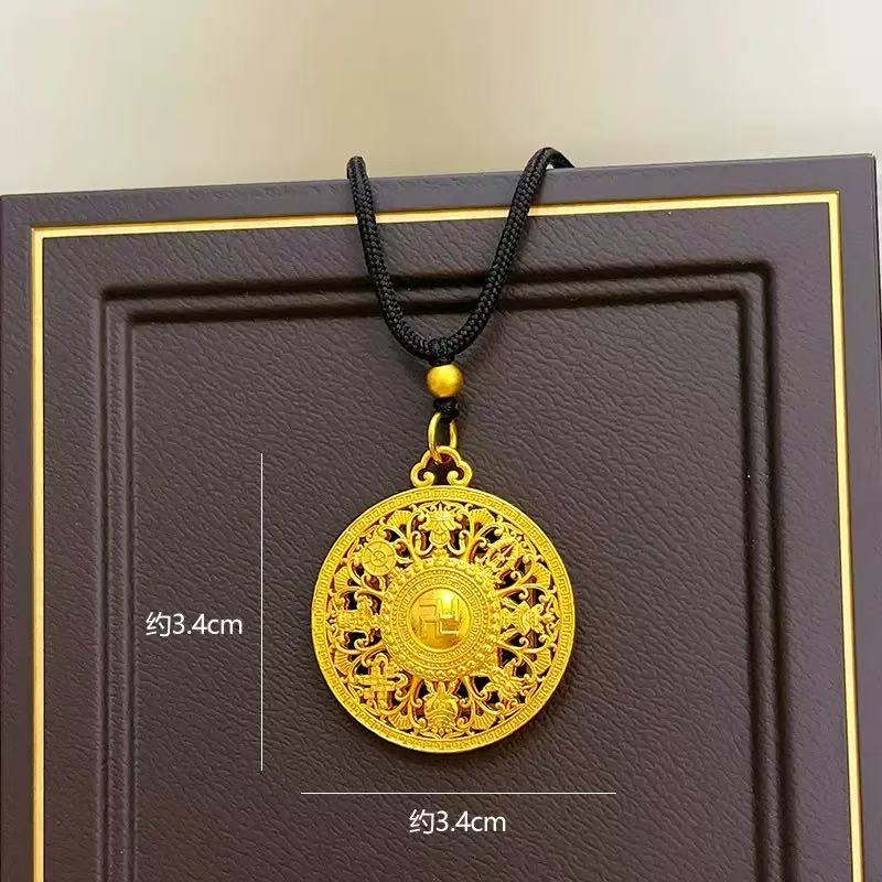 铜合金项链 合金万福金安八瑞吉祥八宝罗盘吊坠