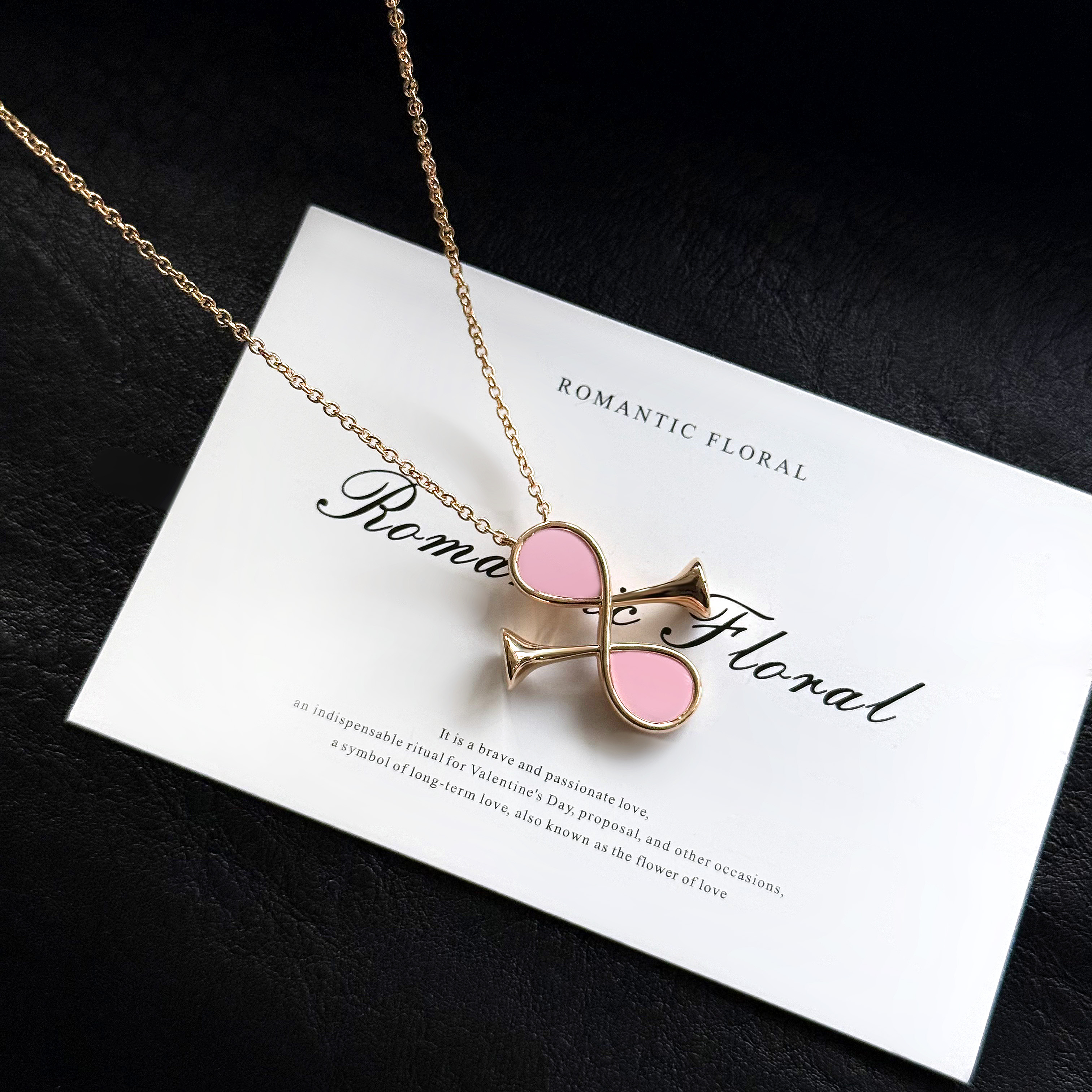 纯铜项链 伍陆柒-原创设计真金电镀粉色气质项链