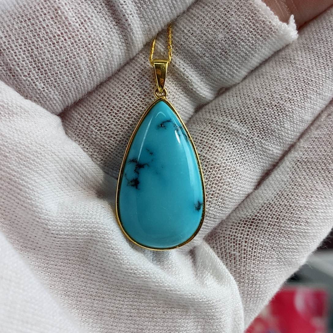 绿松石珠宝奇石18K金镶嵌