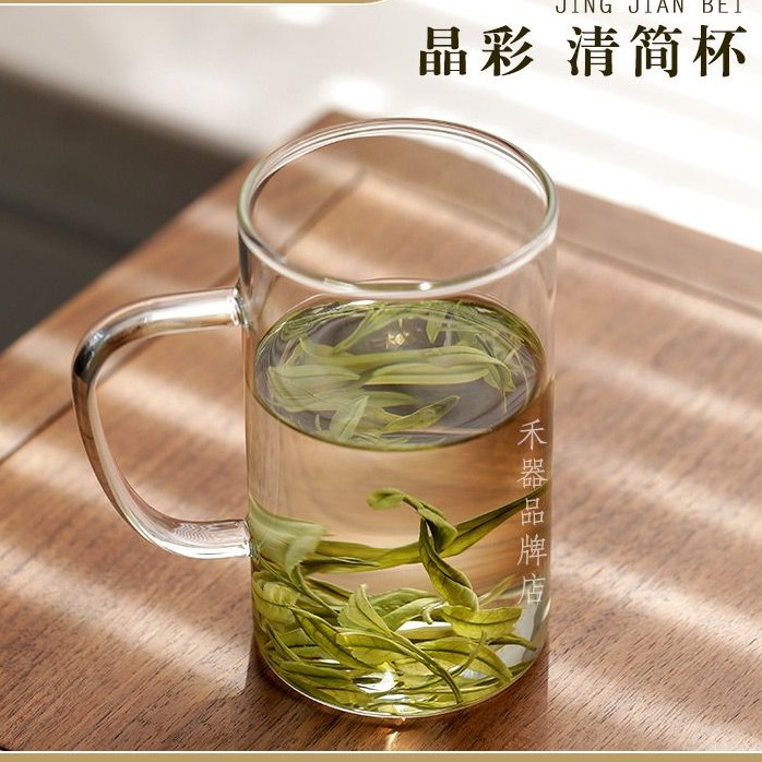 禾器禾器玻璃杯清简杯办公室绿茶杯高硼硅耐玻璃杯透明喝水茶杯