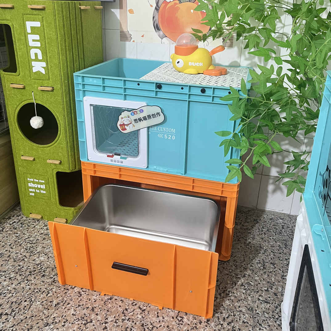 【不锈钢】抽屉式升级版不锈钢周转箱带抽屉自制猫砂盆防止带出沙子