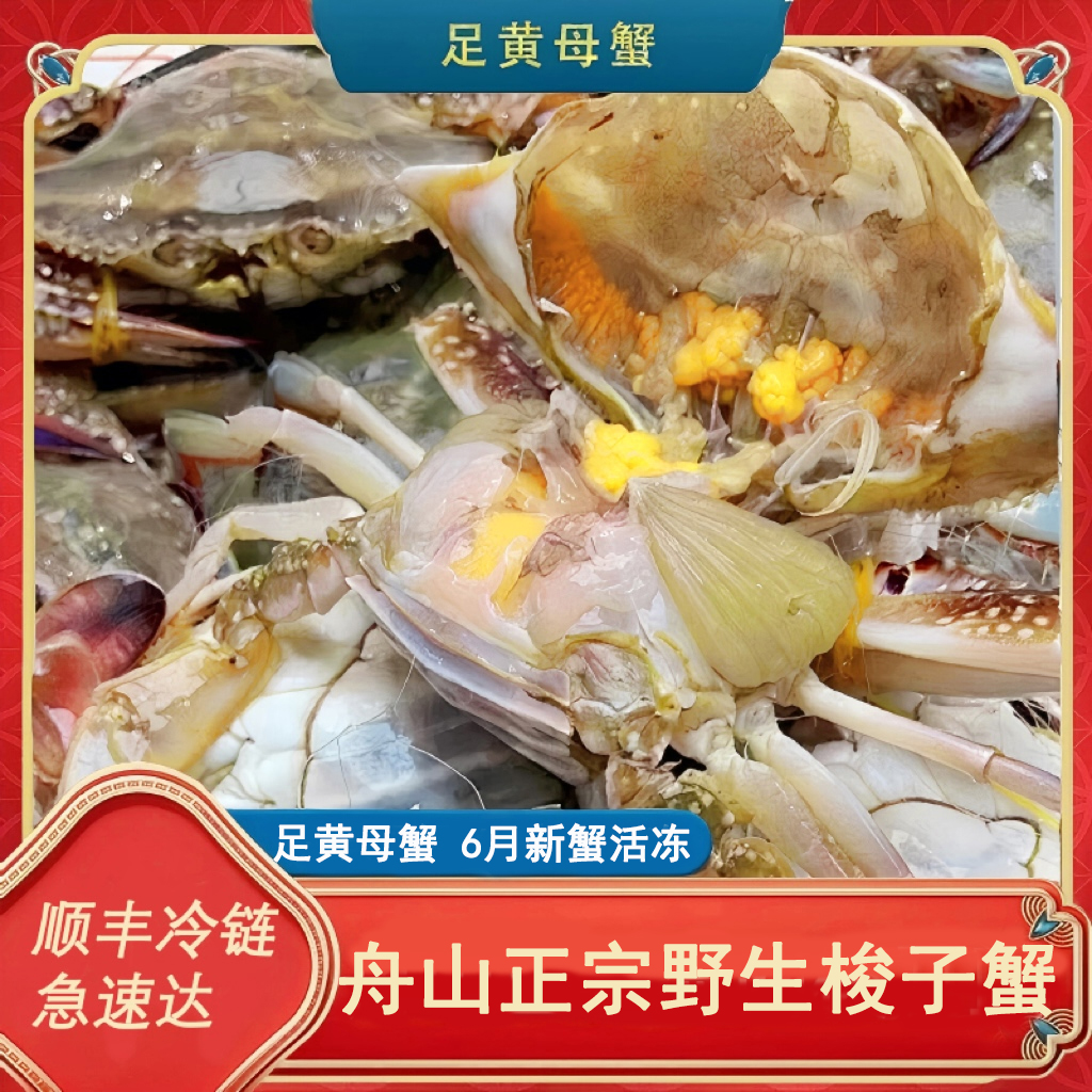 【直播专属】3-4两/只 到手10大只母蟹重约4斤 舟山 顺丰发货【冻蟹】