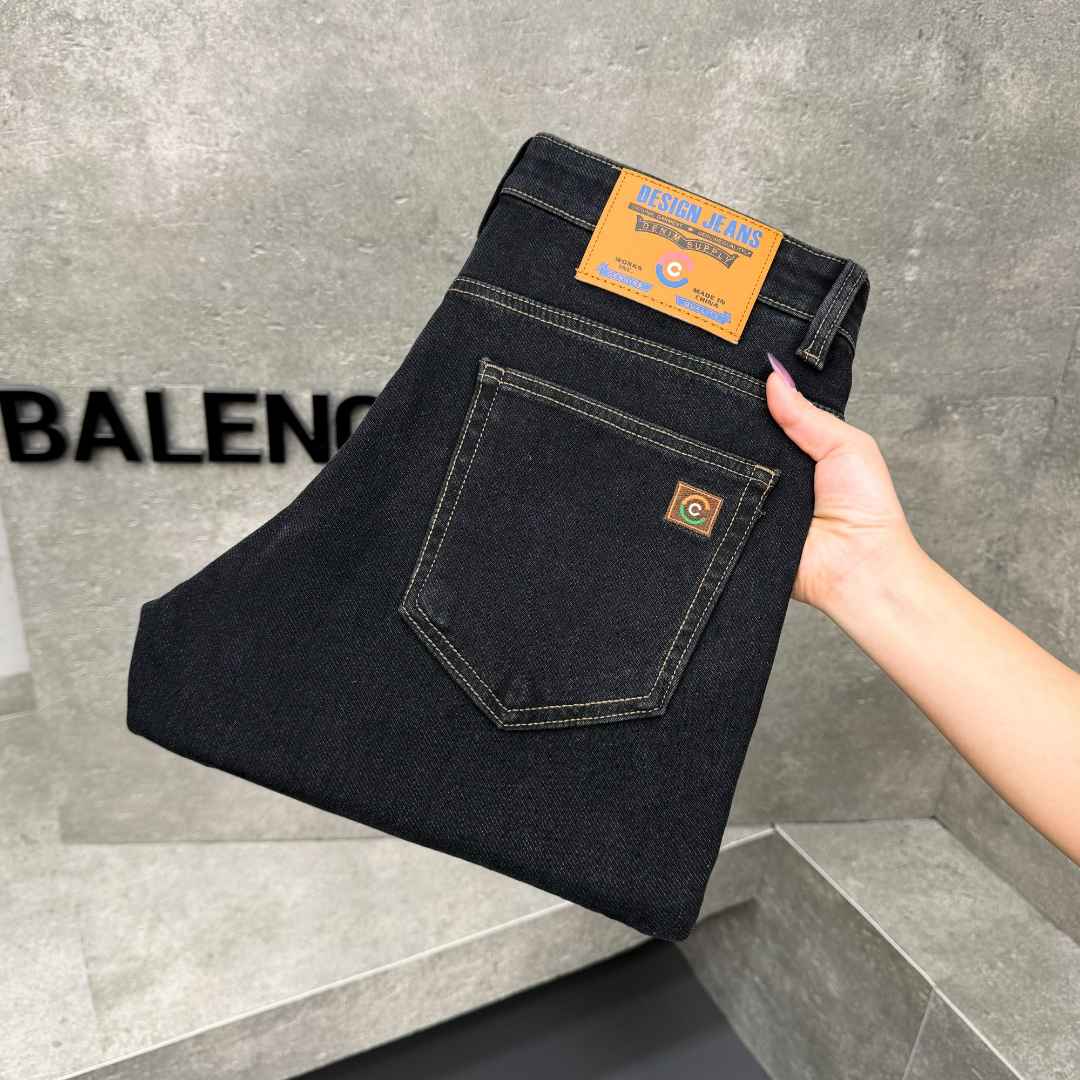 男士牛仔裤冬季加厚时尚百搭小直筒牛仔长裤#718