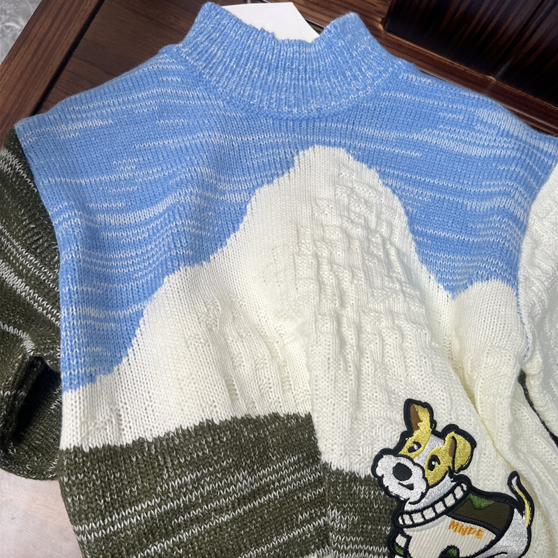 小鸟家高品质感蓝色小狗毛衣男女童