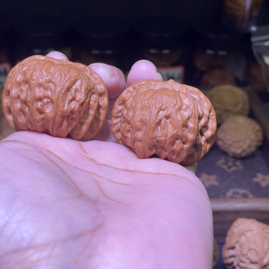 清***阳文玩核桃把件战鼓