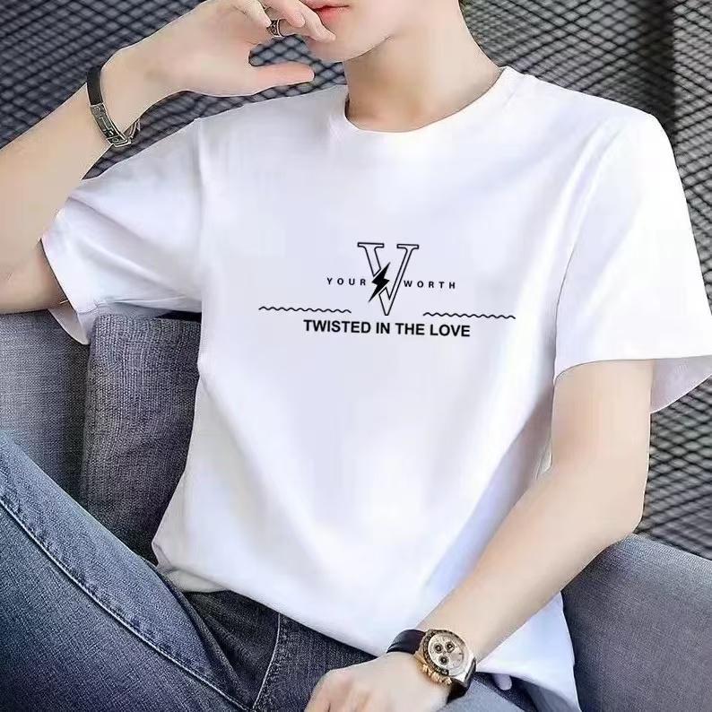 【100%纯棉】2025潮流纯棉圆领短袖百搭男女同款情侣款多种图01