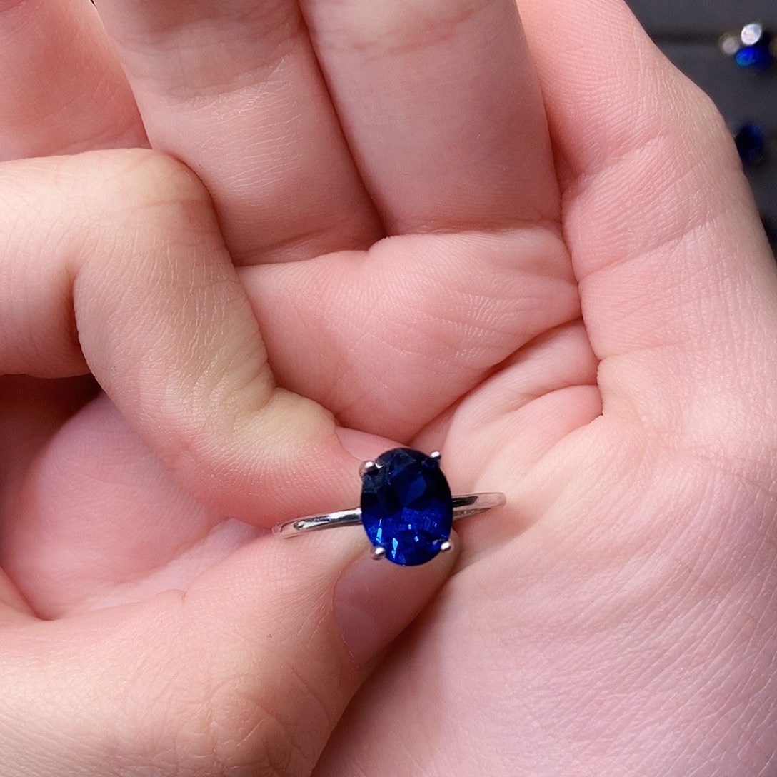 银S925镶嵌蓝宝石戒指