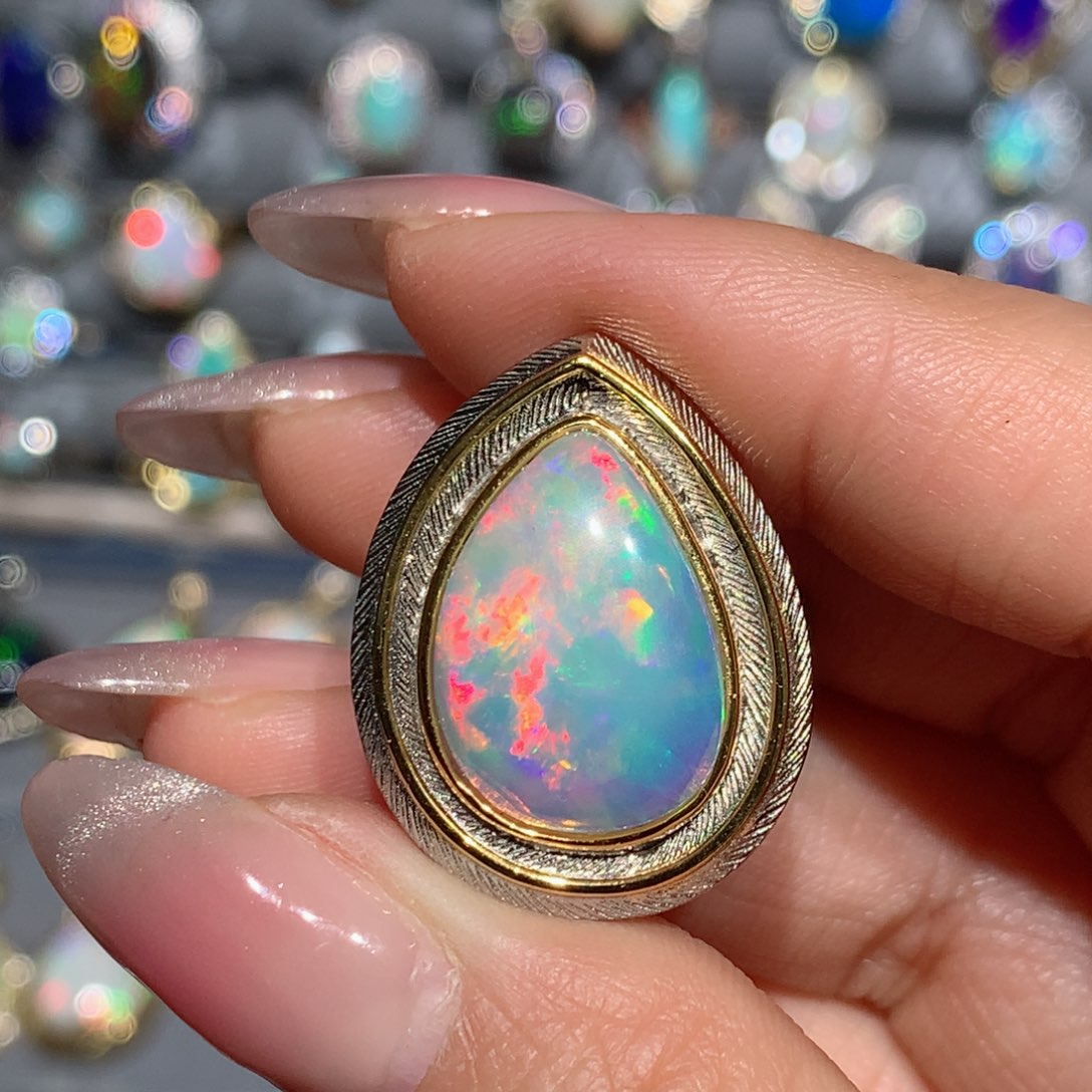 欧泊福利戒指银S925镶嵌