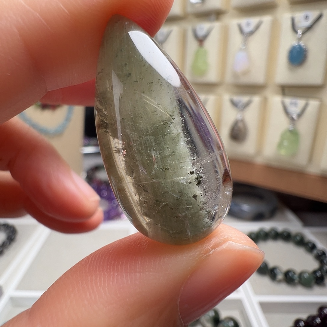 颈饰水晶银S925镶嵌天然幽灵水晶