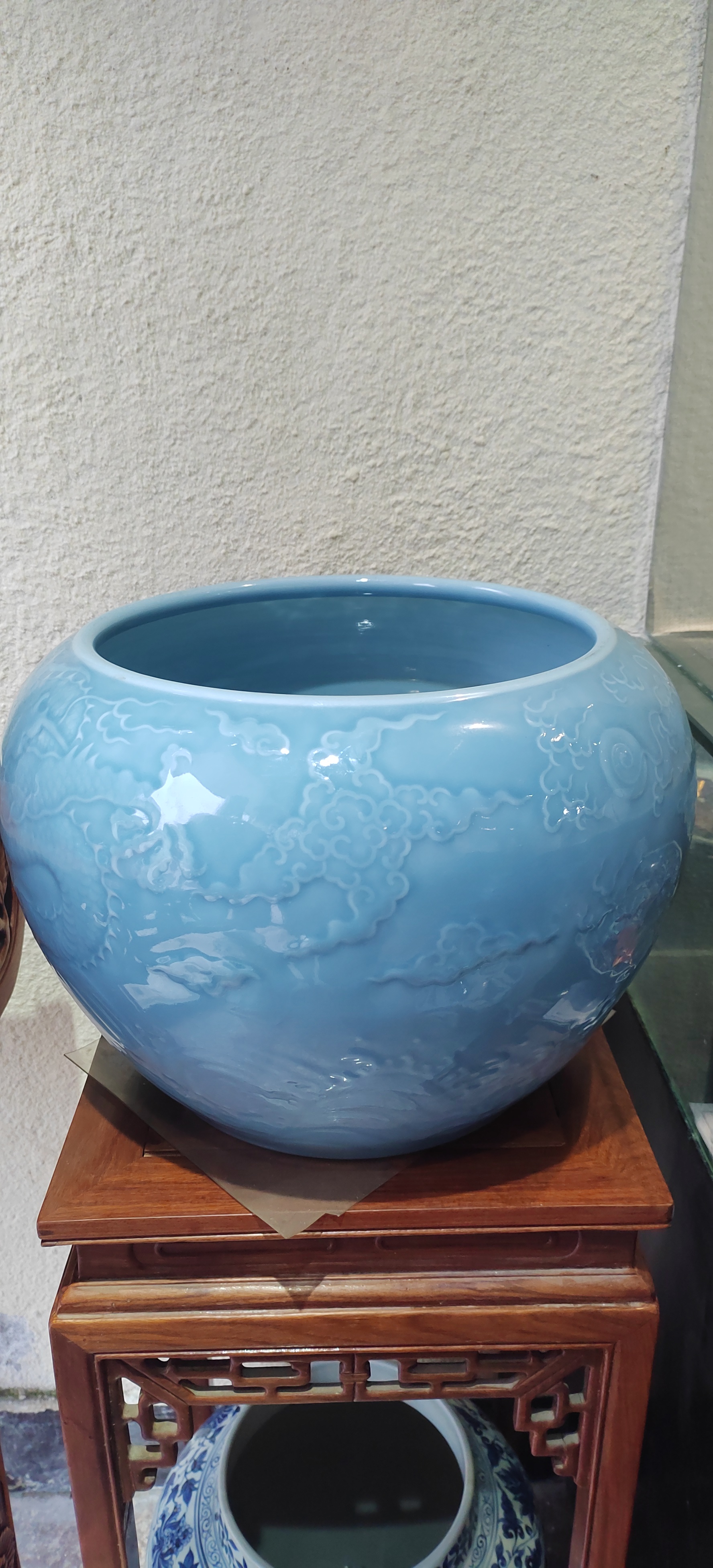 粉青龙纹萍果尊，可以养鱼！