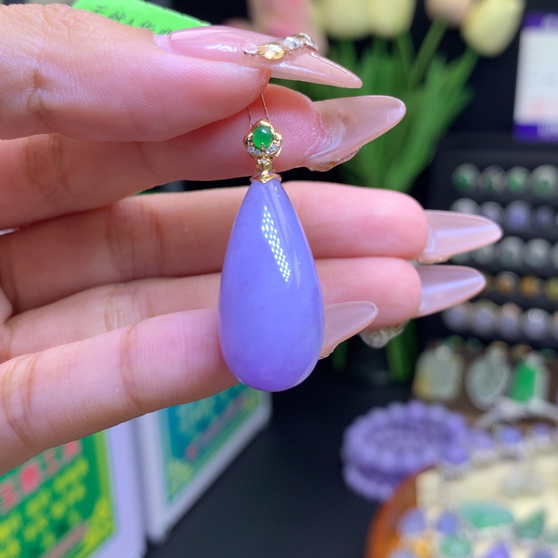 翡翠颈饰18K金镶嵌天然