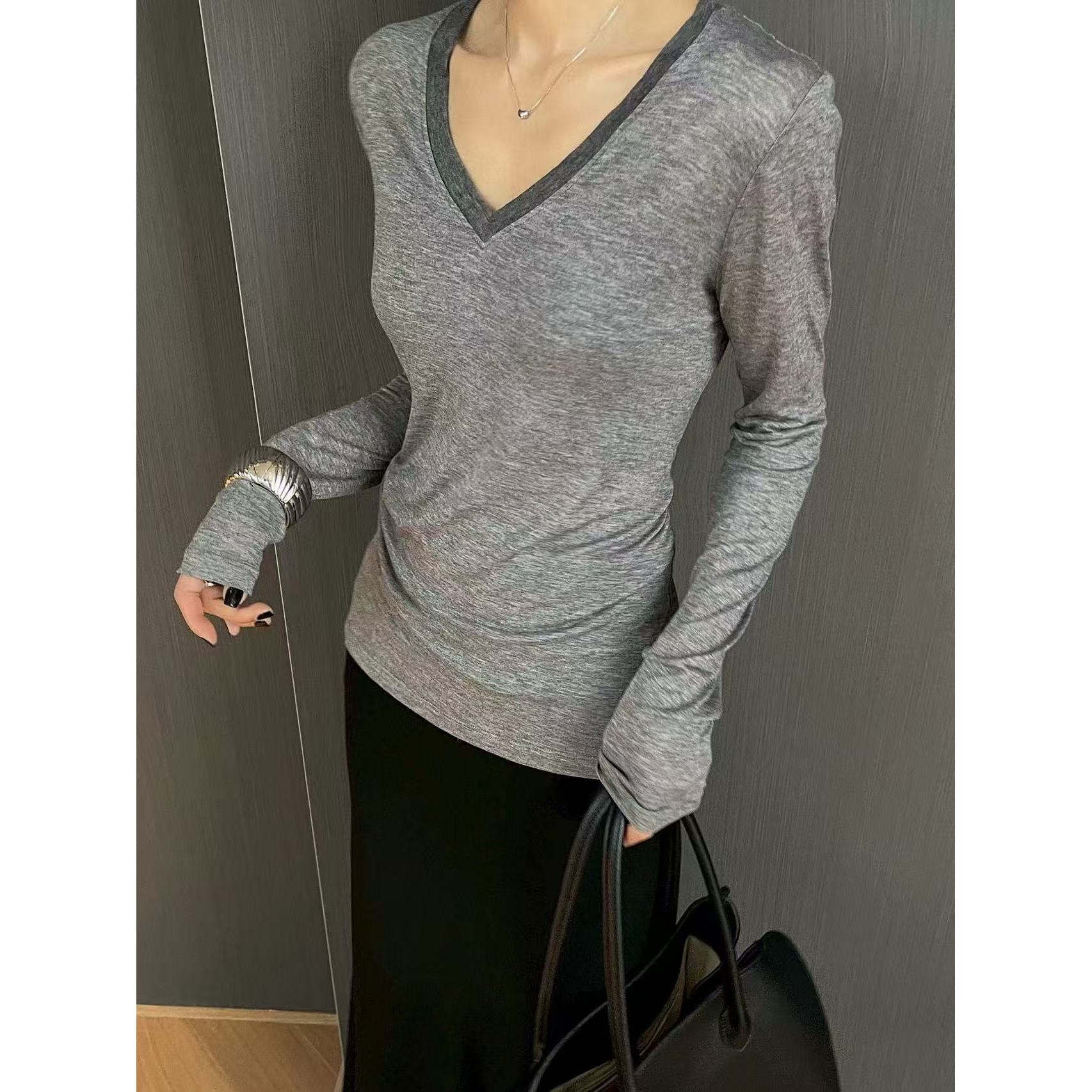 【福利】闰熙4-气质款V领微透T恤~2343