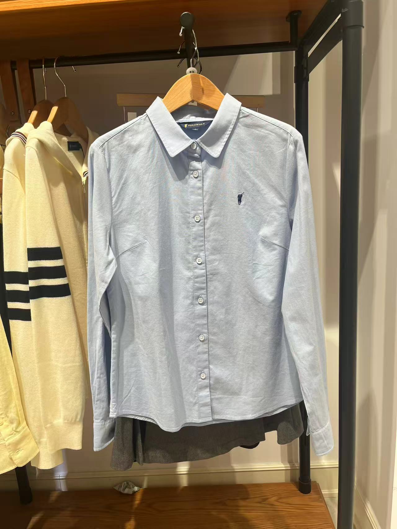 POLOWALK女士秋季新款纯色气质长袖衬衫