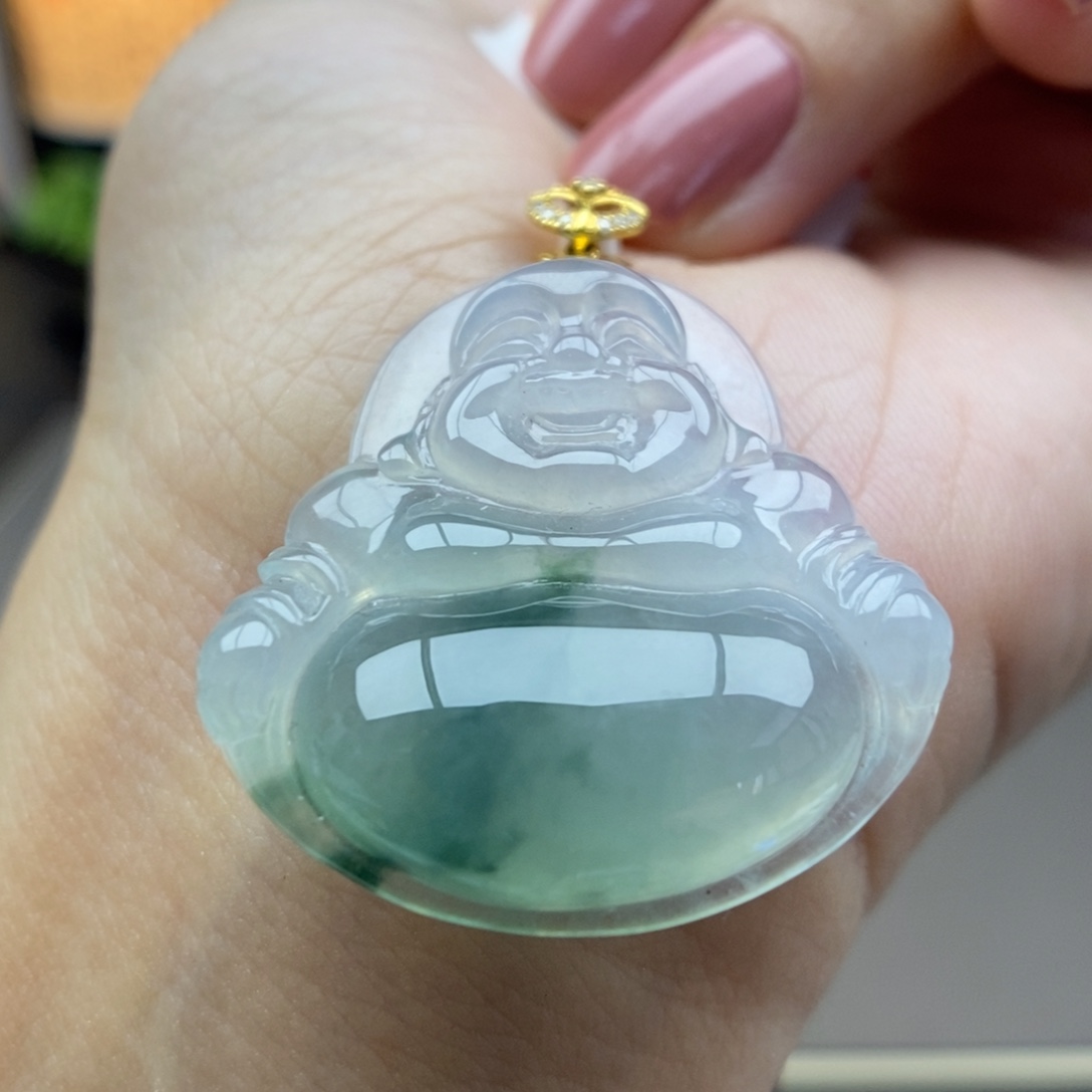 翡翠18K金镶嵌颈饰吊坠24