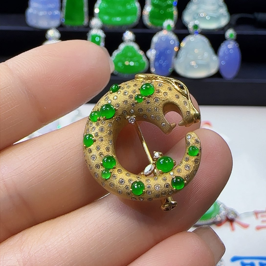 翡翠挂件18K金镶嵌两用款