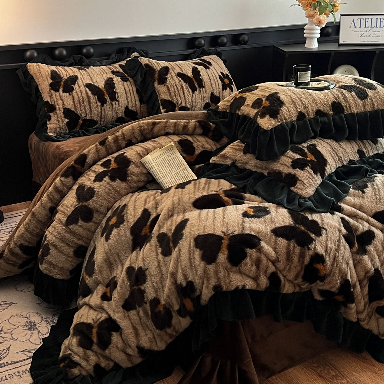 冬季美拉德兔毛绒四件套韩版大花边加厚保暖高克重牛奶绒被套床单