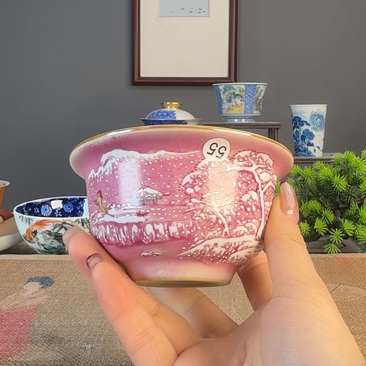 摆件景德柴烧茶杯多人