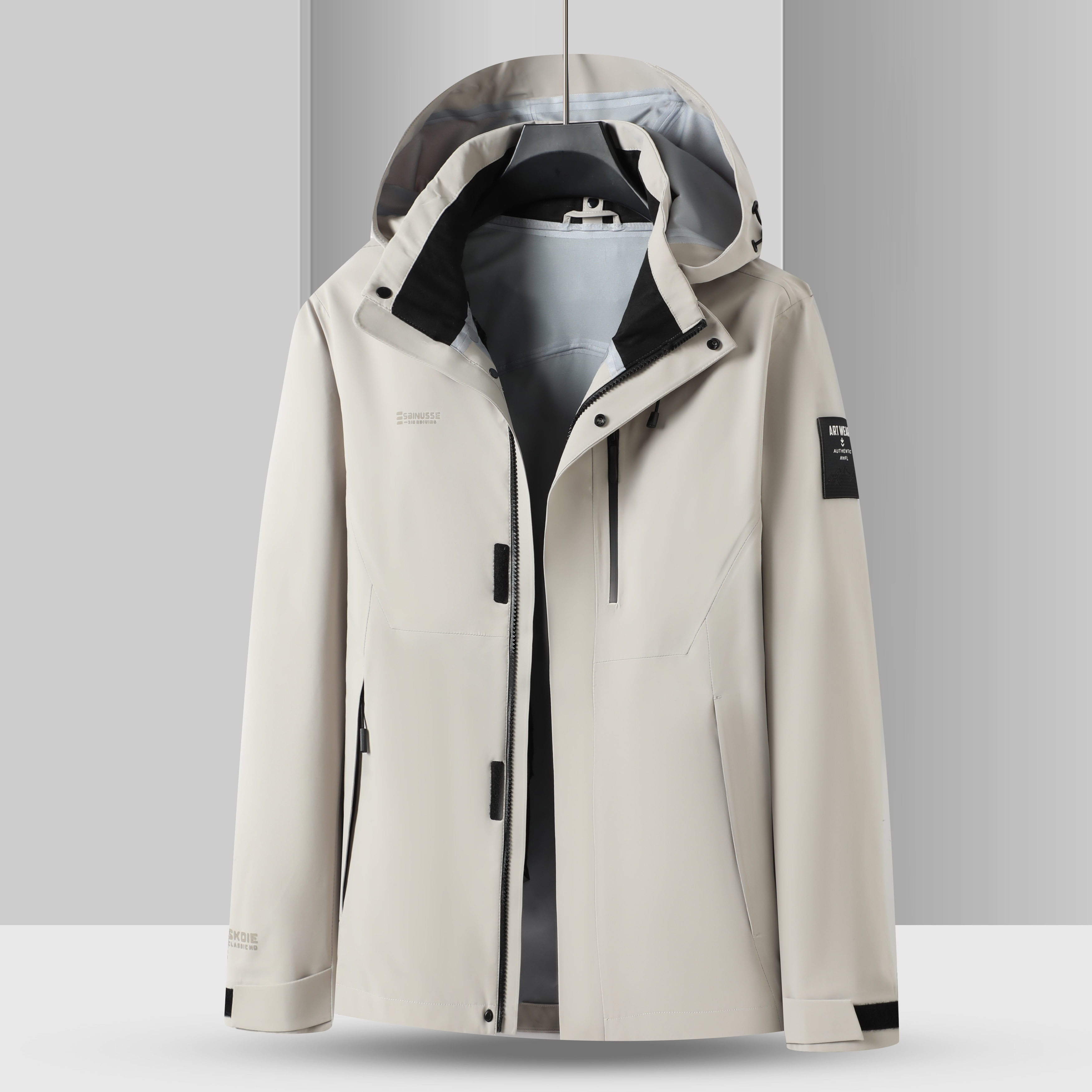 男士加大秋冬季三合一时尚透气保暖可拆卸鹅绒男羽绒服外套户外AB