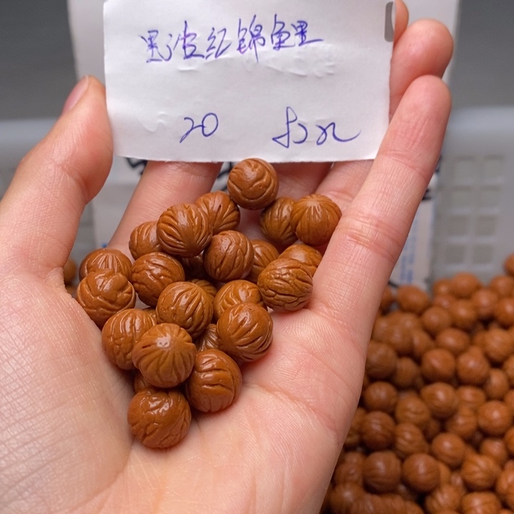 桃核手串11mm左右野生红锦鲤20颗（打孔）