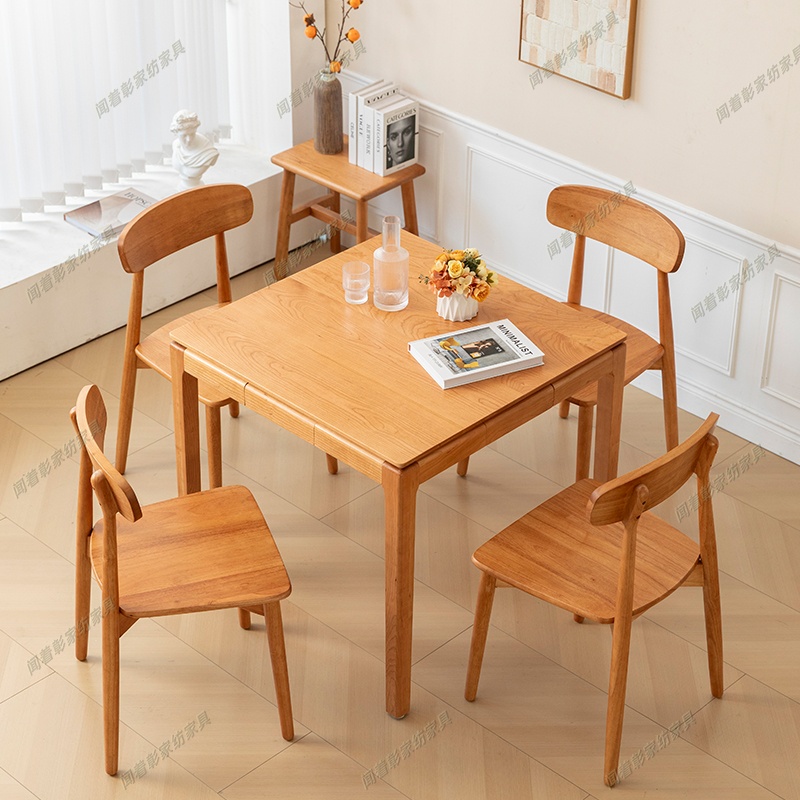 北美樱桃木正方形餐桌实木家用小户型四方桌简约棋牌桌子茶桌吧台