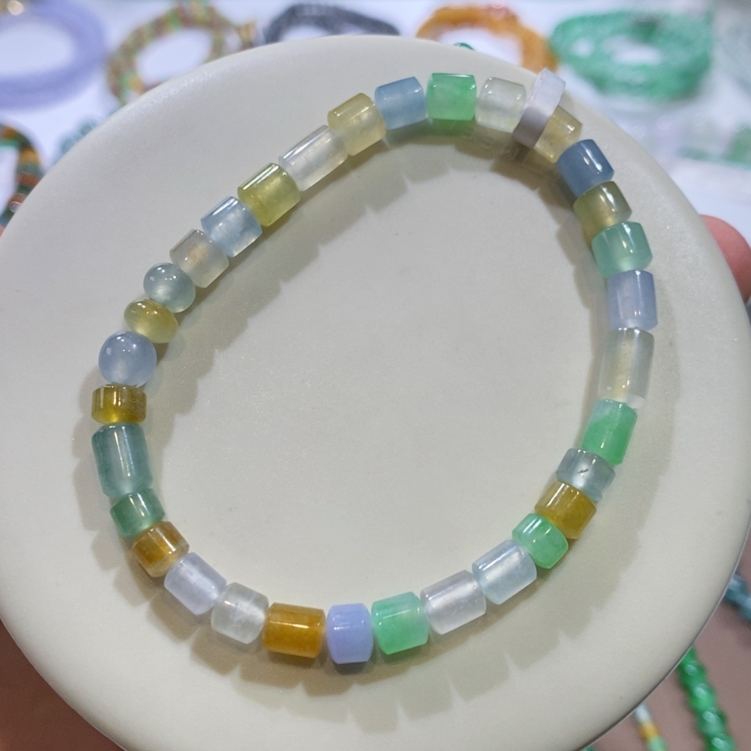 翡翠手链未镶嵌多宝桶珠手串