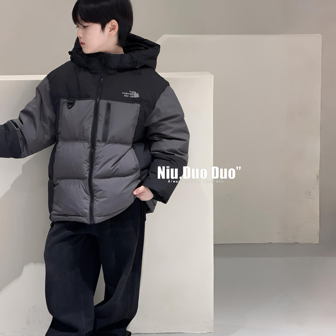 新款ndd冬款65351羽绒服高货男童女童时尚休闲连帽款