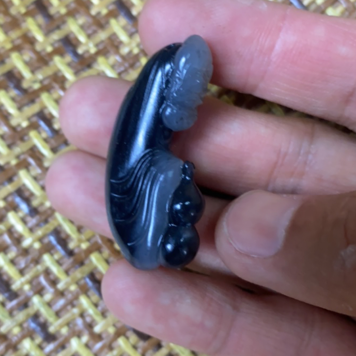 精品和田玉孤品 青花俏色巧雕达摩精品挂件