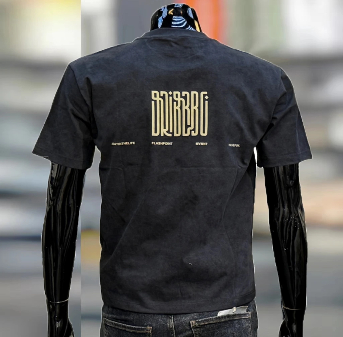 杰登利潮牌字母印花男士微阔短袖2025夏季新款圆领怀旧落肩T恤男