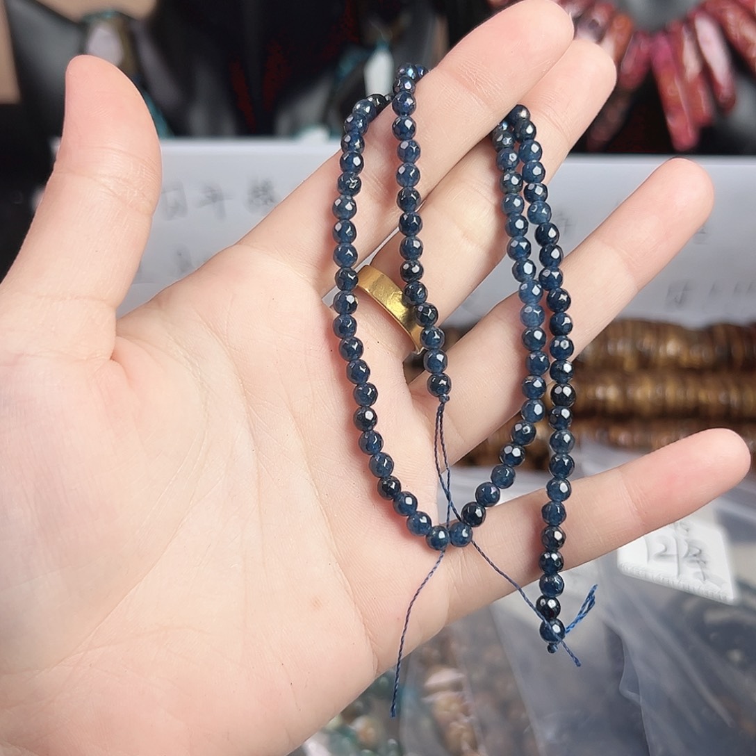 玛瑙/玉髓合金珠宝半成品h346 森饰蓝钻切玛瑙一条