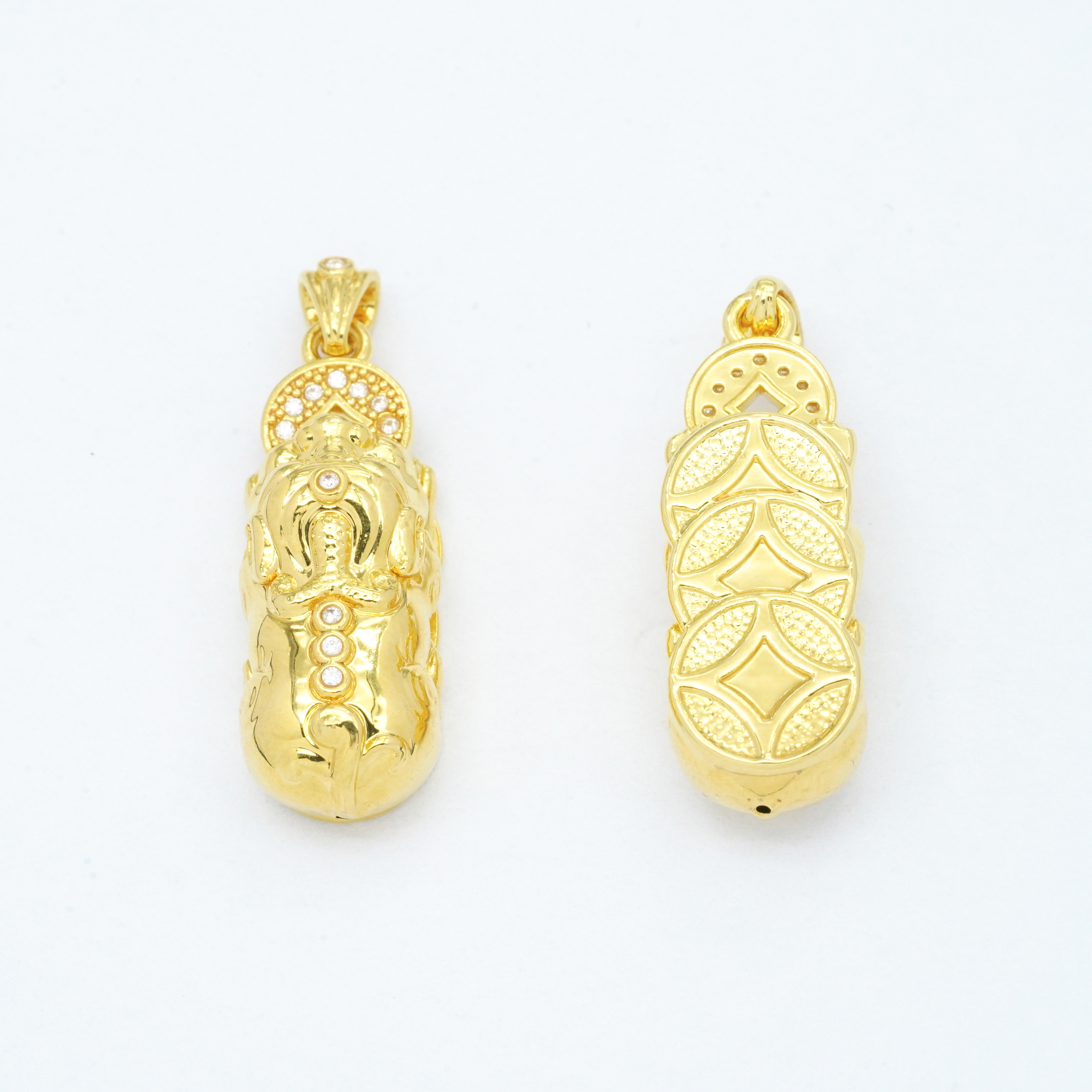 18k金铜钱貔貅吊坠  约27.1mm*8mm（小）【QL07257】