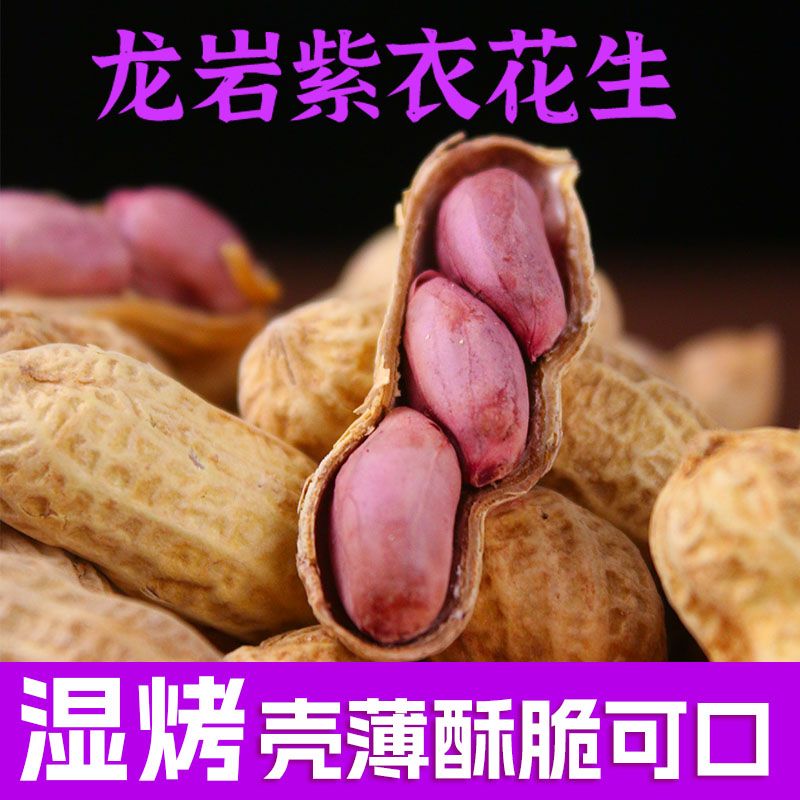 【破价1斤8,8】正宗湿烤紫衣花生闽西特产酥脆蒜香五香龙岩带壳花生