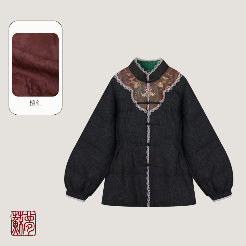 蘇夢【蘭悦】香云纱多色中式百搭手绣鹅绒上衣0105341 0105340