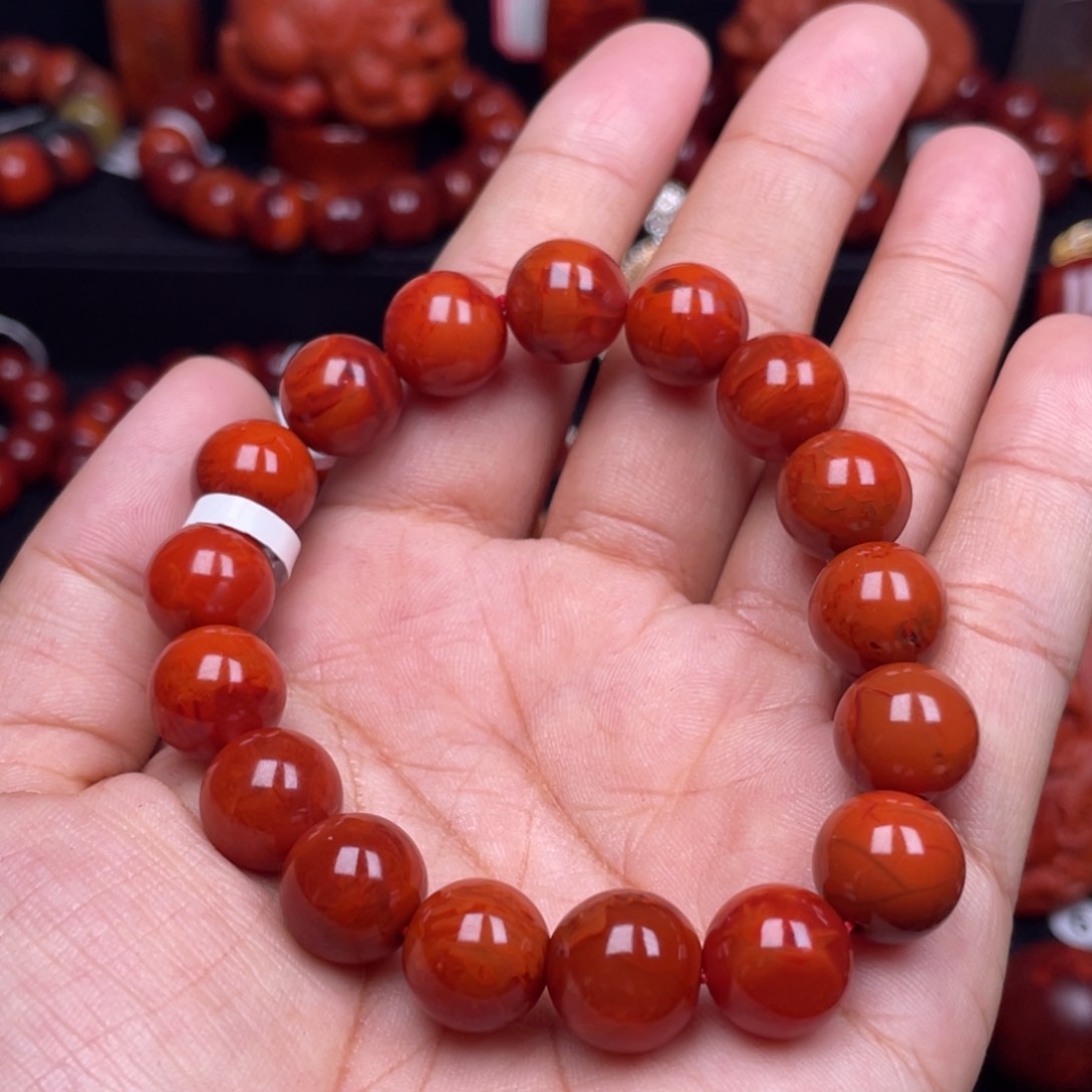 南红玛瑙珠宝奇石未镶嵌单圈11mm