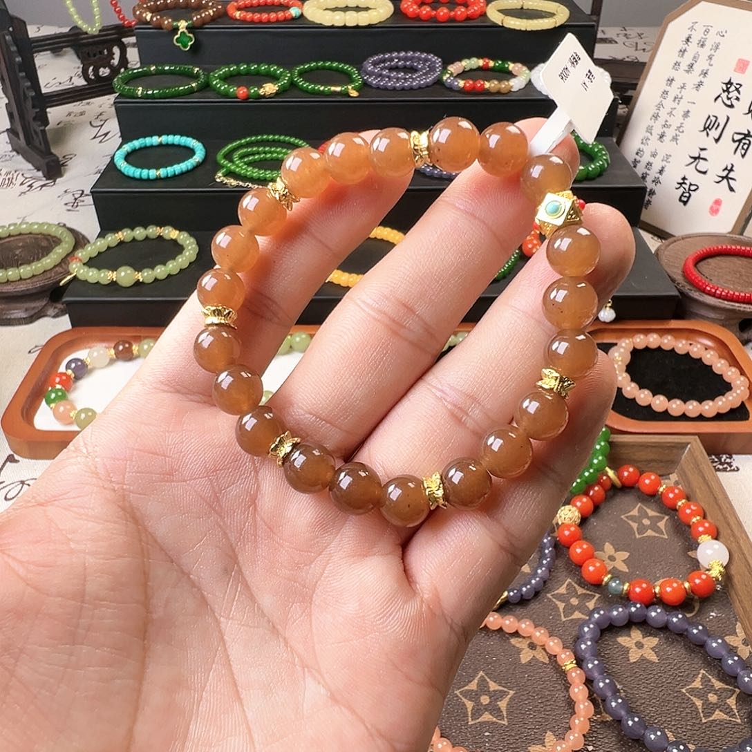 和田玉未镶嵌手链糖料8m'm设计手串