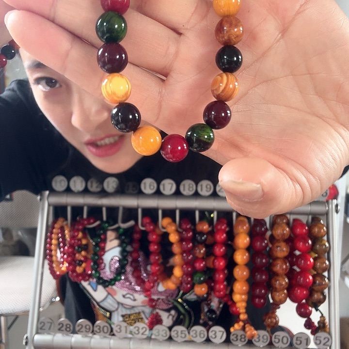 松木固化款琥珀木手串1.0多宝女款