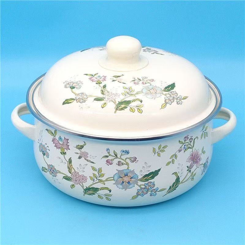 【拍22厘米搪瓷锅送一26厘米蒸锅】搪瓷珐琅锅【颜色随机】