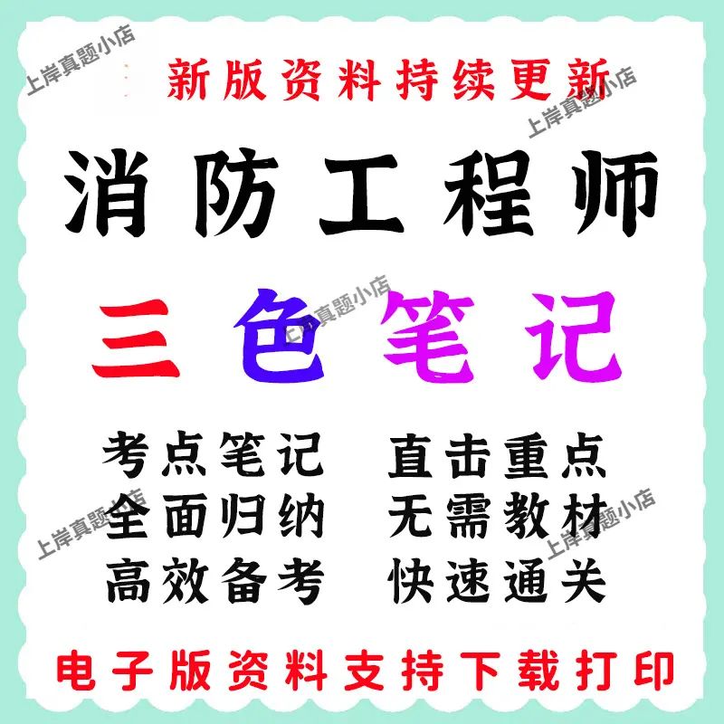 2024年一级消防工程师三色学霸笔记思维导图电子版历年真题库资料