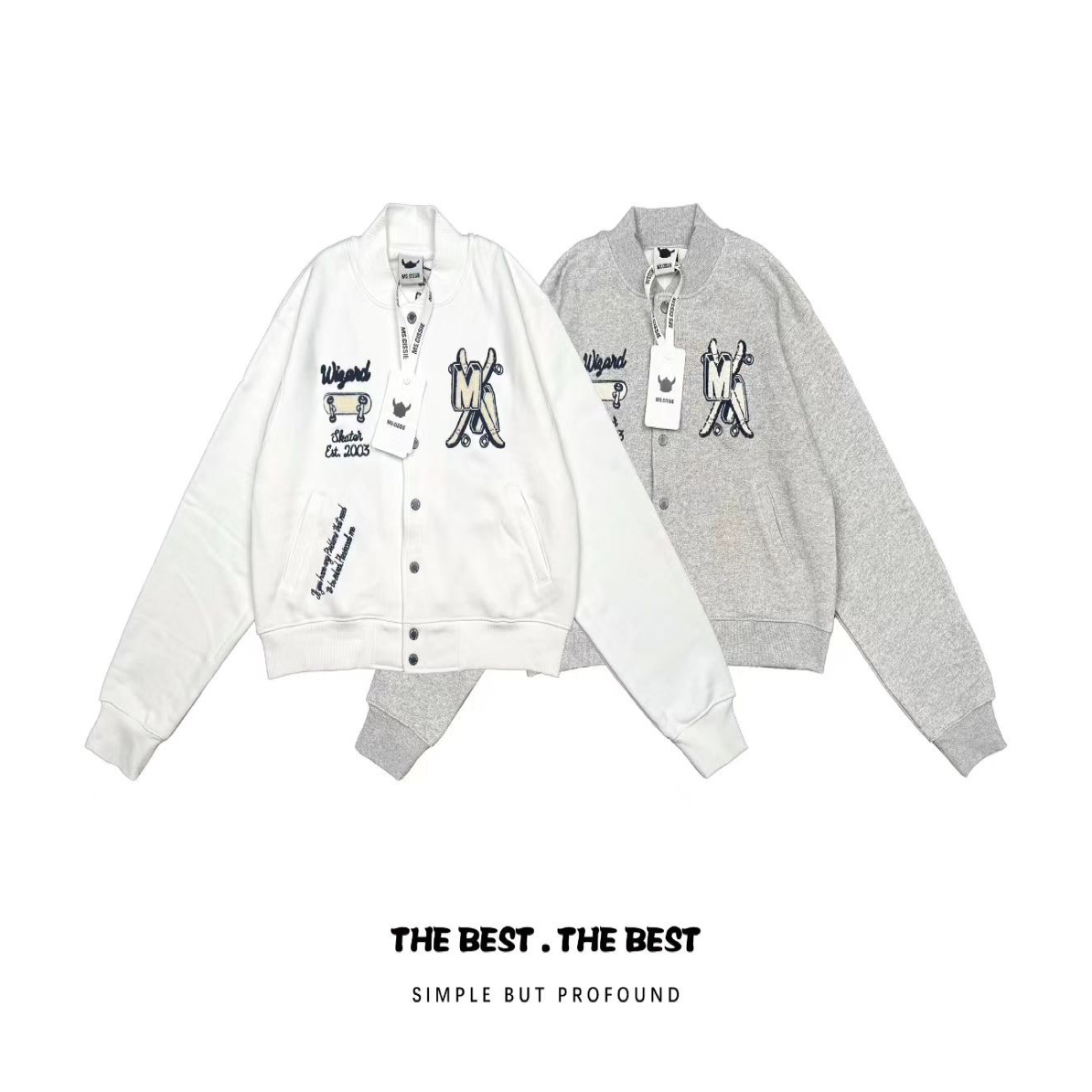 复古秋冬款纸袋家P0517重工刺棒球服外套百搭休闲款