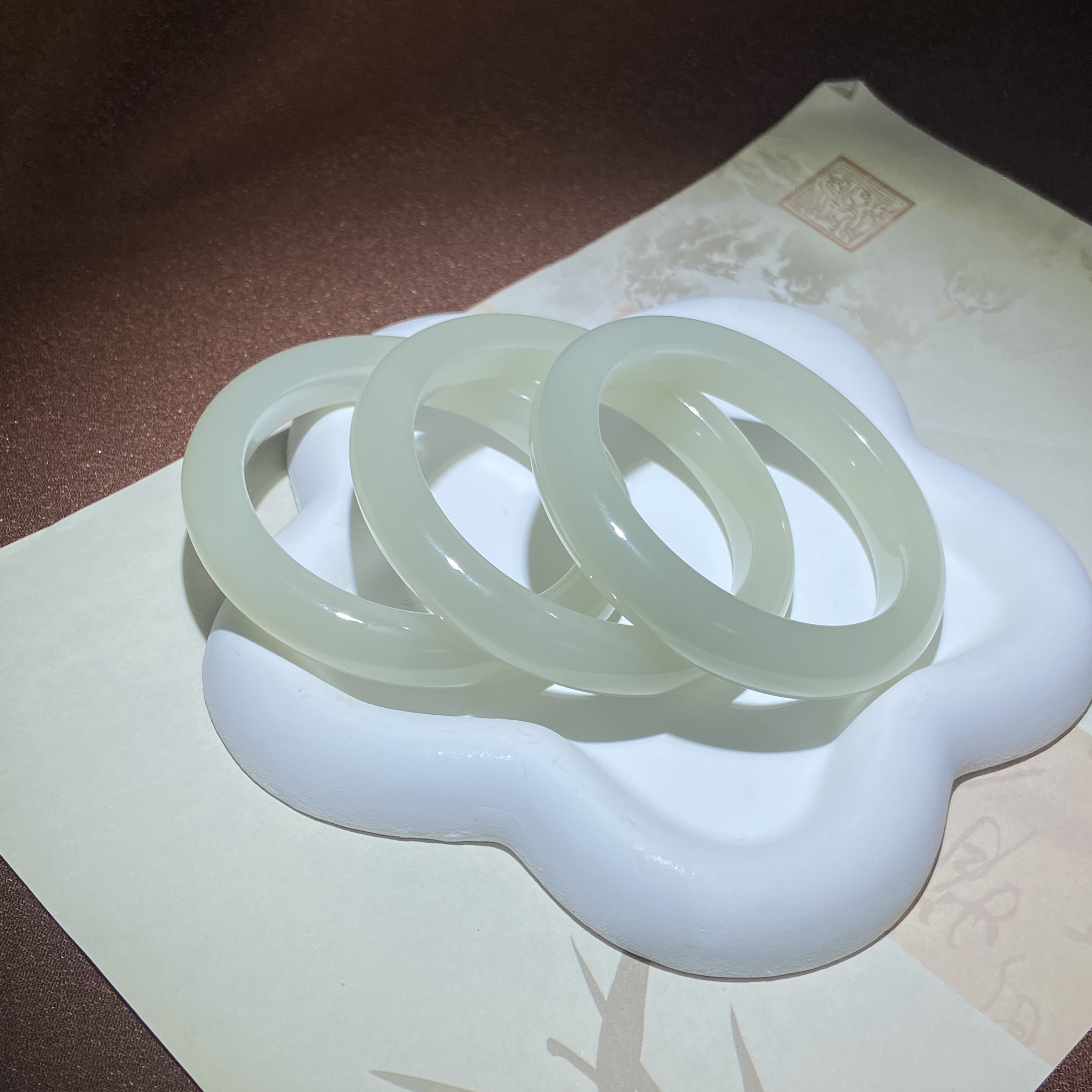 SZ581 和田玉白冰晴手镯(多样性发一)