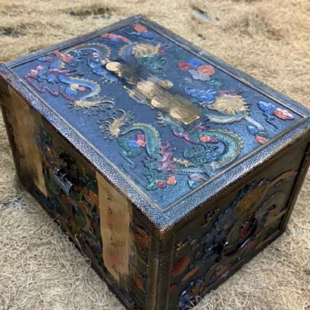 【闪购商品】闷/圆圆大龙黑漆木箱复古工艺风