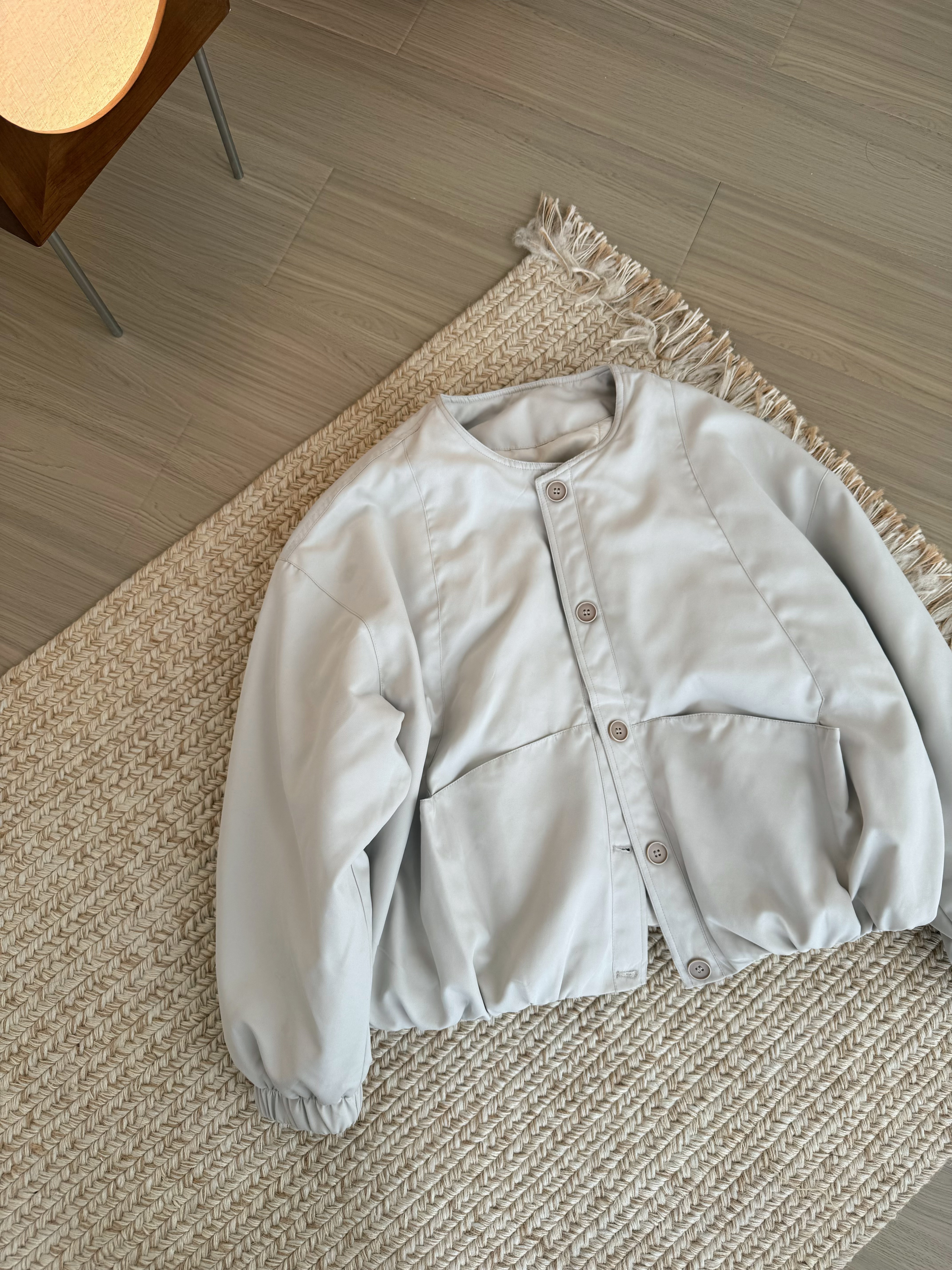 BY SUCHEN 花苞松紧下摆圆领韩系短款棉服外套