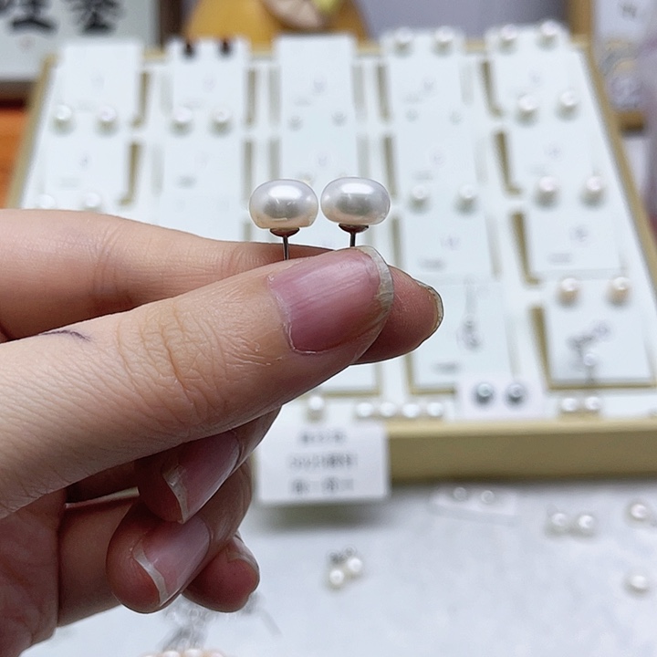 淡水珍珠耳饰银S925镶嵌幸**安