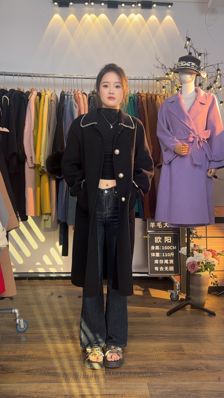 编号5201-5400 双面羊毛大衣女士外套长短百搭简约