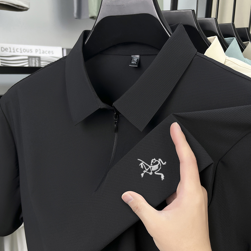 【撤柜清仓】刺绣骨架鸟男士翻领polo衫夏季无痕冰丝休闲短袖t恤衫